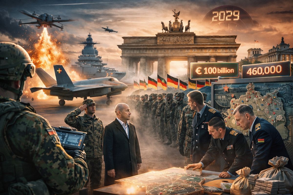 Alemanha acelera a Bundeswehr rumo ao maior exército do continente com drones camicazes, F35 e a crise da F126, sob pressão de 2029.