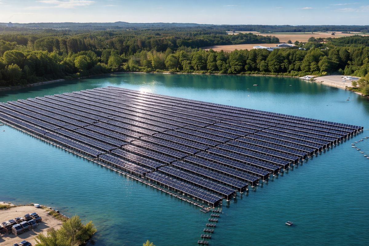 Alemanha acelera energia limpa com painéis solares flutuantes, fortalece a transição energética e prepara expansão em mar aberto.