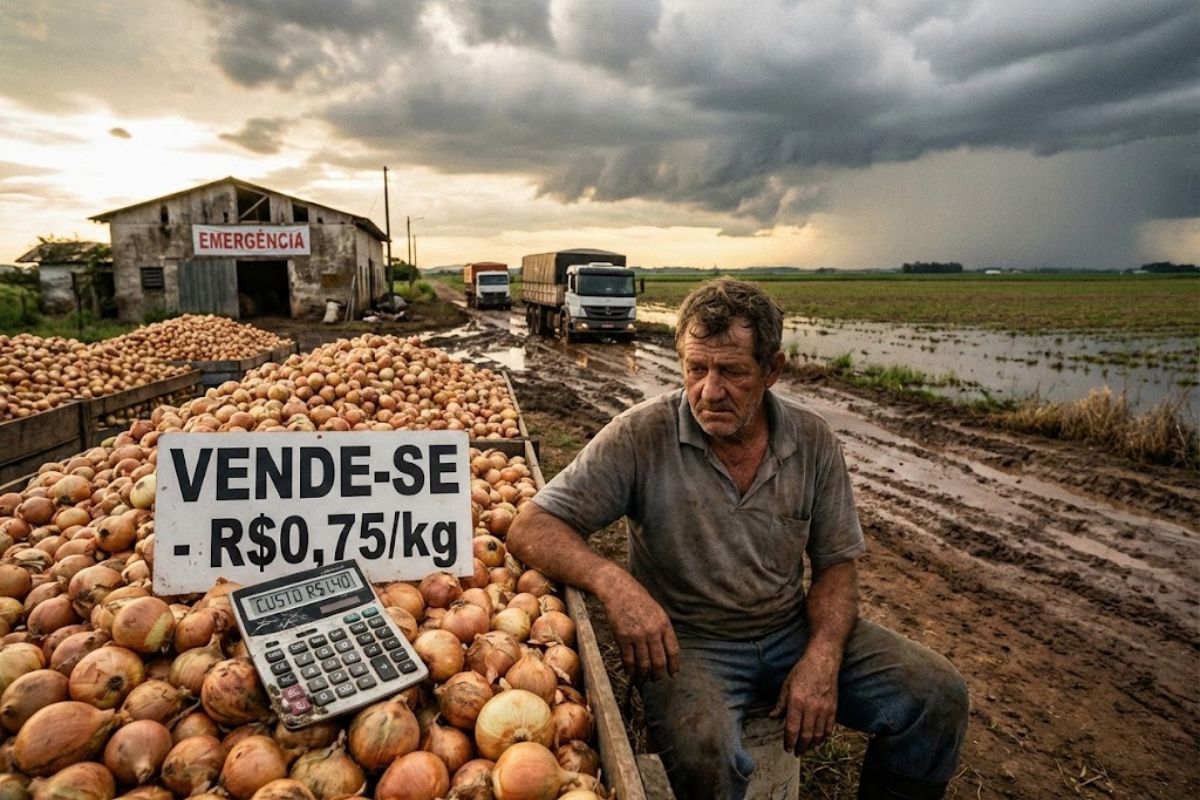 cebola em Santa Catarina pressiona produtores com preço abaixo do custo, trava insumos e ameaça a próxima safra em cidades dependentes do campo.
