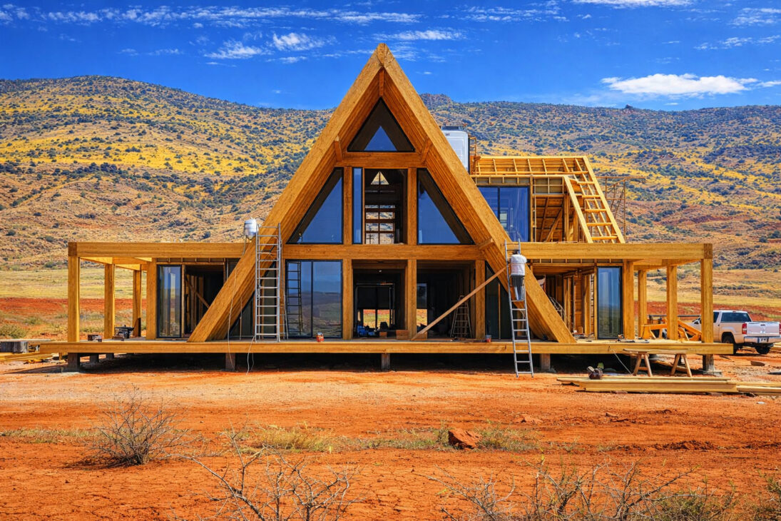 Un Americano Construye Una Casa Triangular Desde Cero, En Medio De La Naturaleza, Utiliza Madera Y Una Estructura Minimalista Sorprende Por La Ingeniería Aplicada