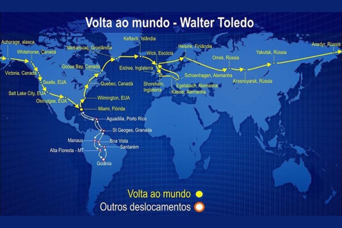 la vuelta al mundo de Walter Toledo en monomotor Piper Malibu Matrix se convierte en récord a los 20 años tras cruzar 11 países en 51 días.