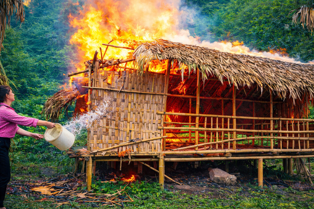 Después de perder la antigua vivienda en un incendio, decidió reconstruir desde cero con cimientos armados, paredes de ladrillo y techo de madera, ejecutando cada etapa con método y resistencia