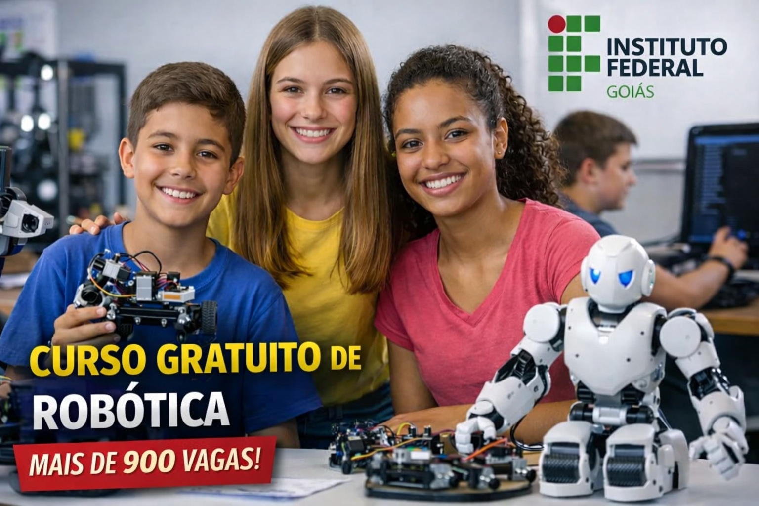Aprenda automatizar robôs! IFG abre 900 vagas para curso gratuito de robótica e programação, oportunidade inédita para quem sonha entrar no mundo da tecnologia