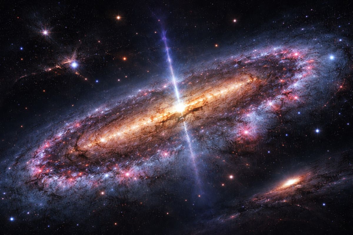 James Webb revela galáxia com barra estelar; espectroscopia confirma sem lente gravitacional e mostra barras precoces no Universo.