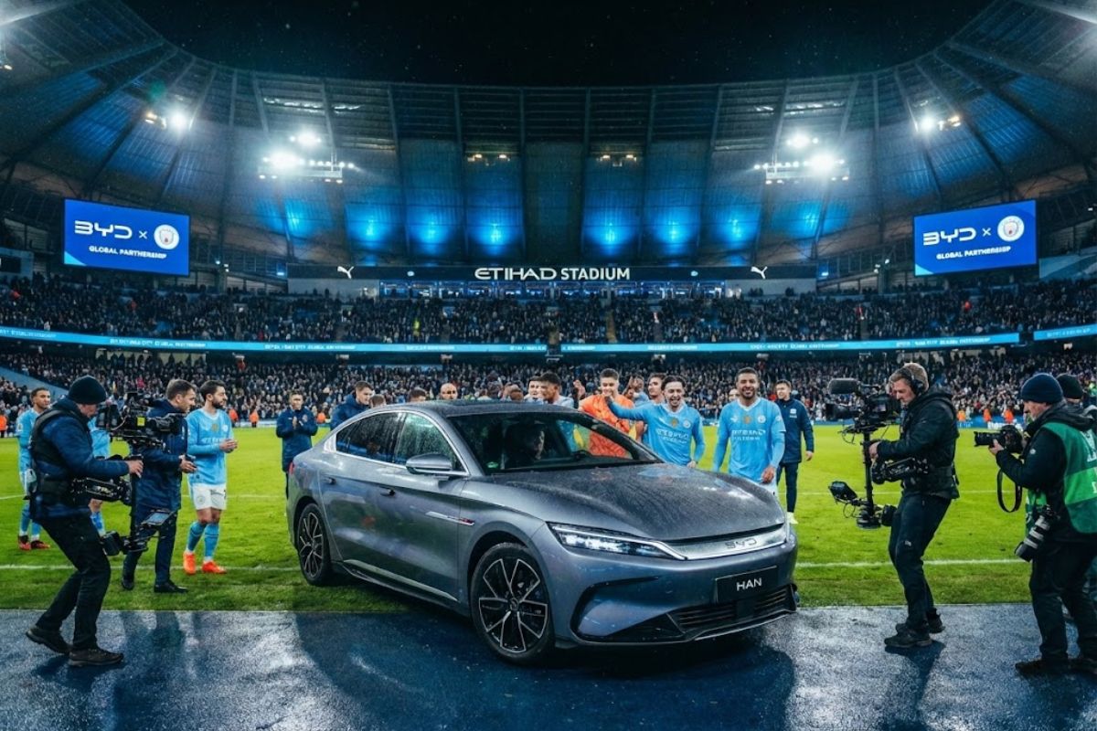 BYD fecha com Manchester City para ganhar vitrine na Premier League, expor marca no Etihad Stadium e amarrar sustentabilidade ao pacote, enquanto rumores no Brasil citam novos alvos e colocam a estratégia global sob escrutínio.