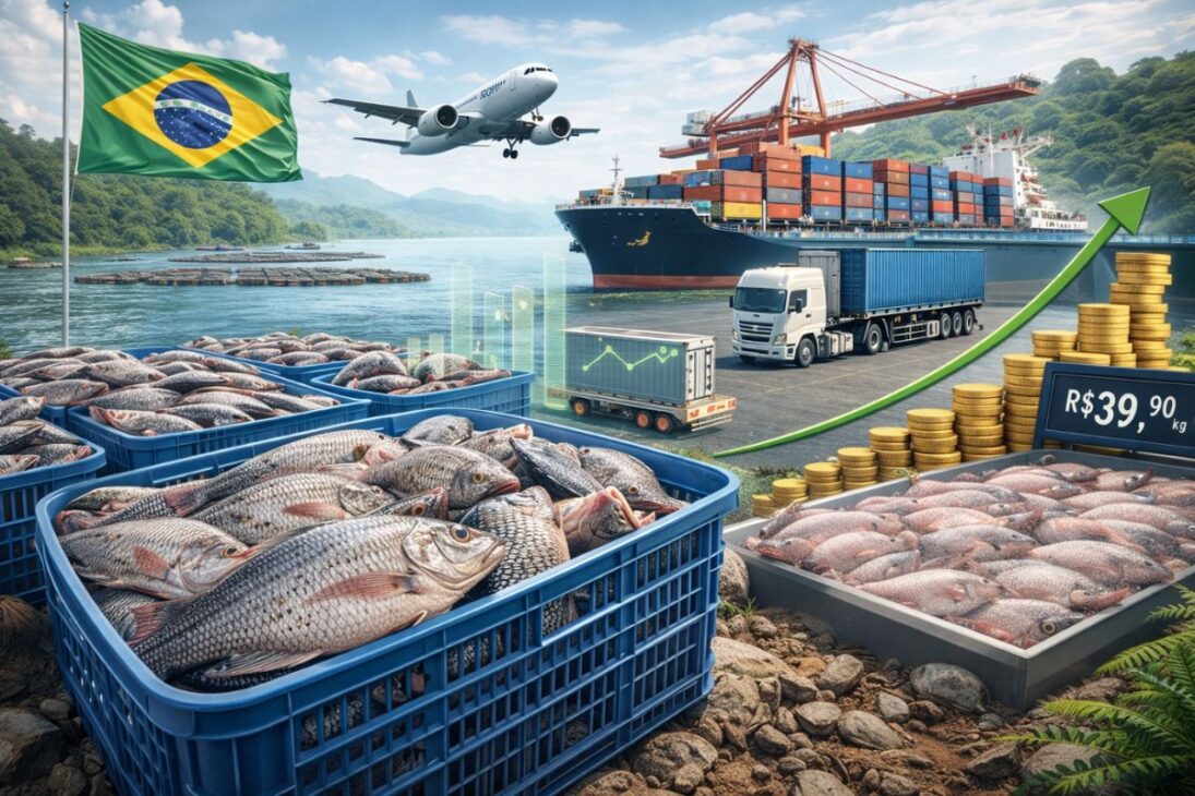 Tilapia en escala récord, precio de la tilapia en alza, producción de tilapia en Brasil afectada por ración para tilapia y exportación de tilapia brasileña.