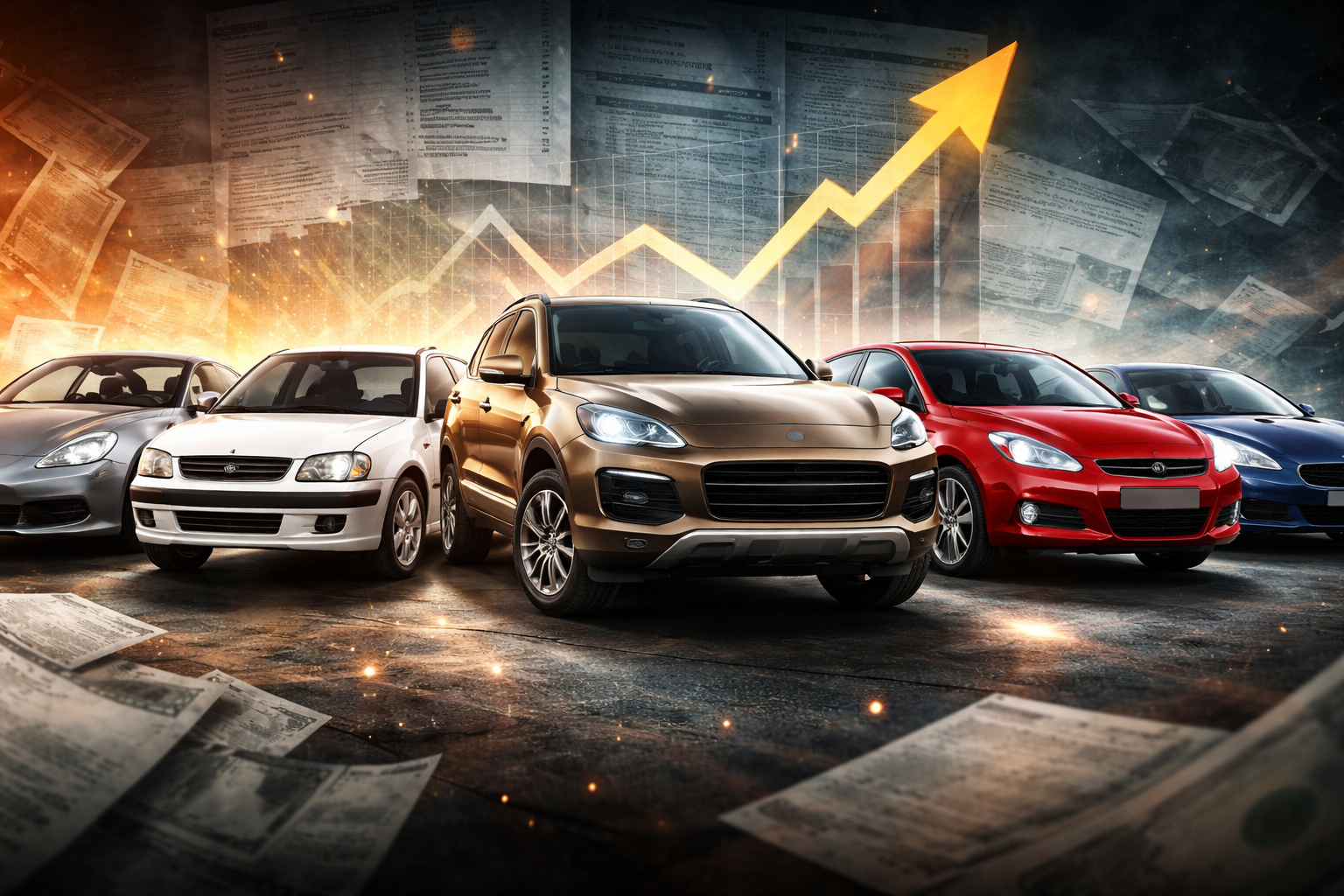 Conheça 5 carros que ajudaram a salvar Porsche, Peugeot, Nissan, Chevrolet e Aston Martin da falência e mudar estratégias. (Imagem: Ideogram)