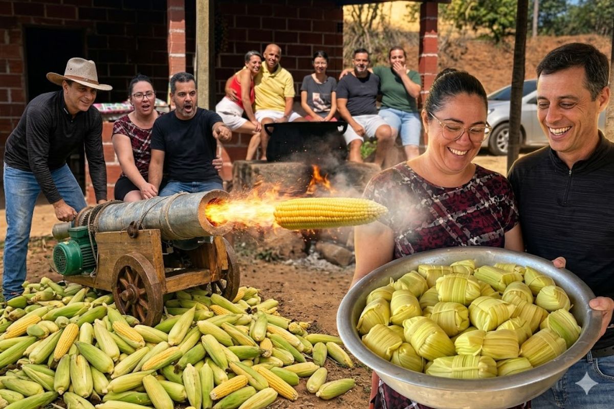 máquina caseira no sítio acelera pamonha com milho na roça, corta esforço manual e muda a lida em poucos minutos.