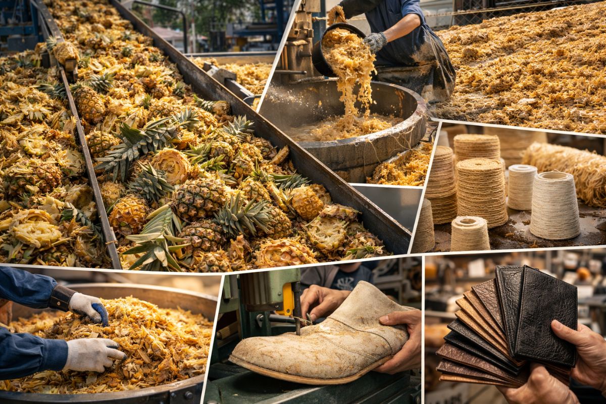Restos de abacaxi viram fibras, Pinatex, pratos e detergentes em cadeias que conectam campo e indústria, com foco em logística, preço, escala e impacto ambiental.