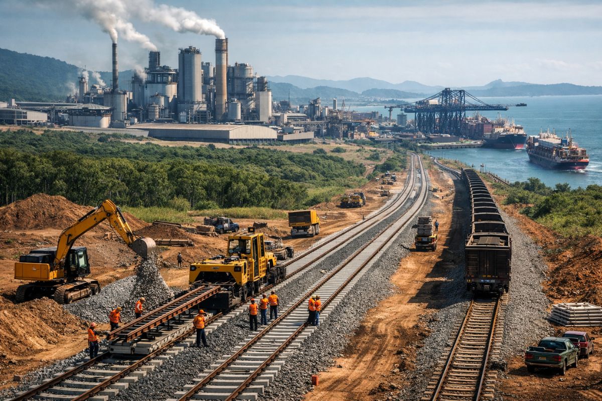 ferrovia em Inocência fortalece a logística da celulose em Mato Grosso do Sul, acelera exportações e melhora o escoamento ao Porto de Santos.
