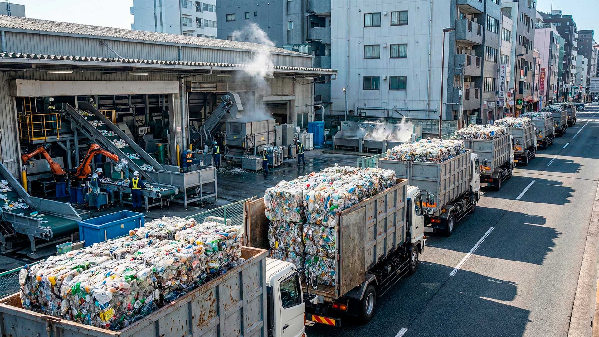 Como o Japão transforma 100 toneladas de plástico por dia, aproximadamente 96% do lixo coletado, em paletes sustentáveis através de um processo inovador de reciclagem