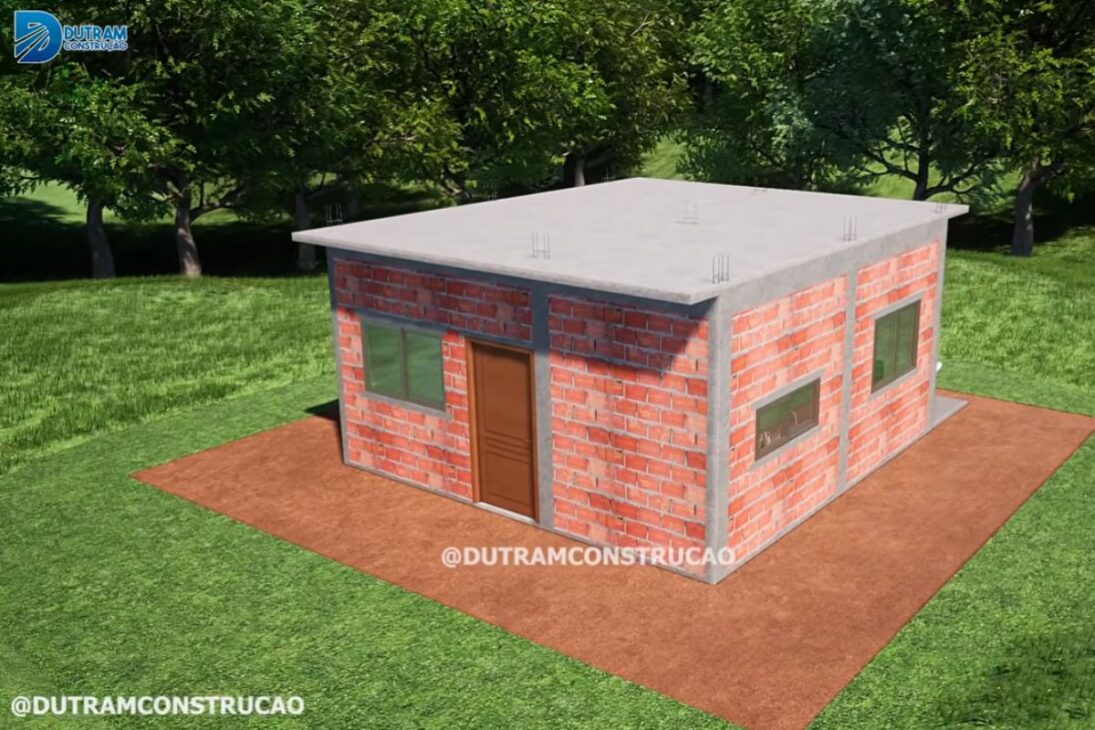casa compacta de 36 m² con 1.500 ladrillos muestra proyecto de bajo costo con suite y cocina en solución ajustada para lote pequeño.