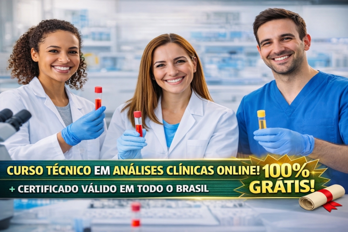 Curso técnico em análises clínicas online e gratuito, com aplicações práticas de rotinas reais exame físico, anamnese, hormônios, parasitas, tipos sanguíneos e mais, para que deseja trabalhar na área da saúde