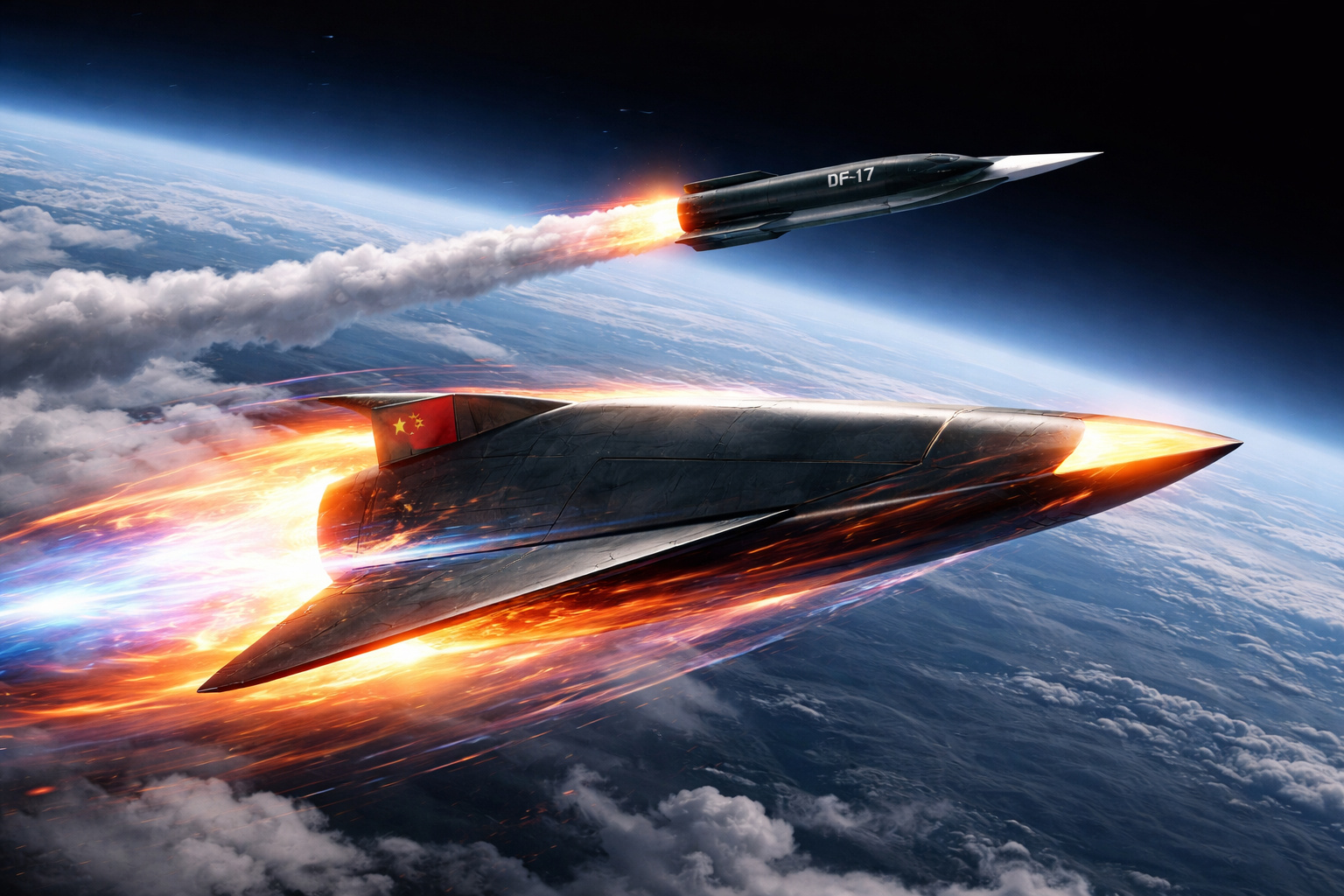 China testa o DF-ZF, planador hipersônico capaz de voar entre Mach 5 e Mach 10, percorrer até 2.500 km acoplado ao DF-17 e realizar manobras aerodinâmicas por centenas de quilômetros fora de trajetórias balísticas tradicionais