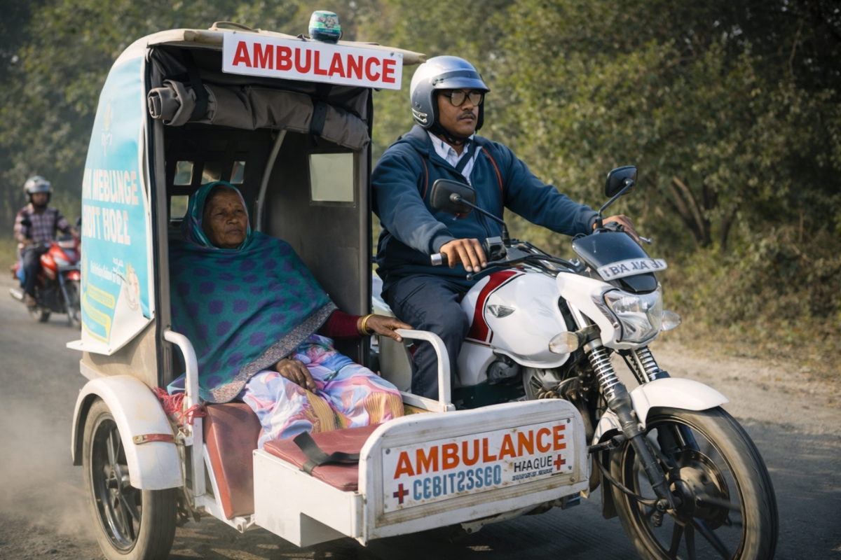 Após perder a mãe por falta de socorro rápido, um trabalhador de plantação de chá decide transformar a própria moto em ambulância, cria uma maca artesanal, improvisa equipamentos e começa a levar pacientes a hospitais a dezenas de quilômetros