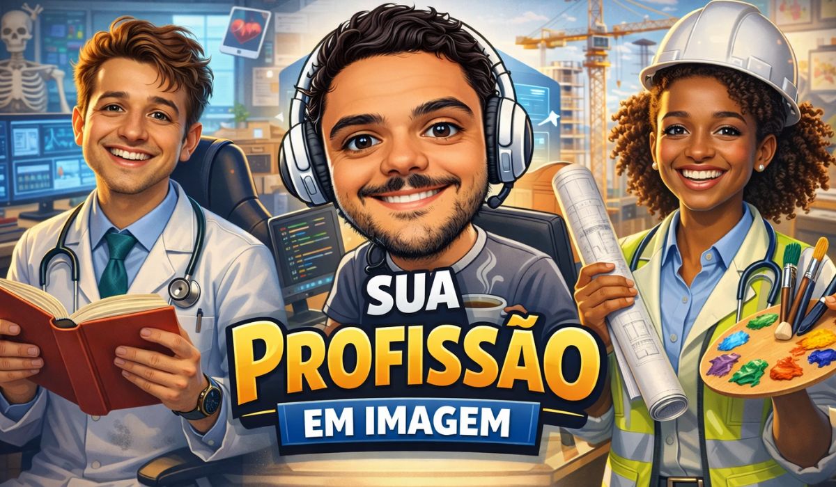 Trend de caricaturas com ChatGPT mostra como criar imagens com IA, limites do plano gratuito, comandos certos e por que a profissão aparece. (Imagem: ChatGPT)