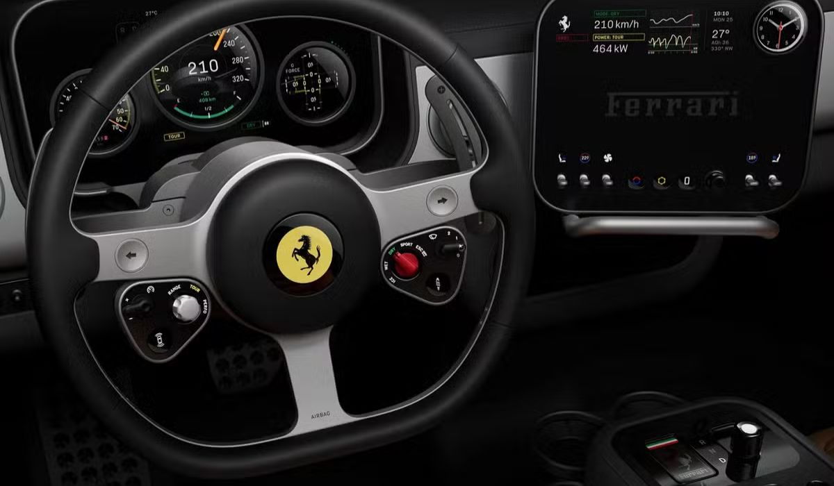 Ferrari Luce será o primeiro carro elétrico da marca, com interior revelado, mais de 1.000 cv e produção própria. Conheça os detalhes. (Imagem: Reprodução/Ferrari)
