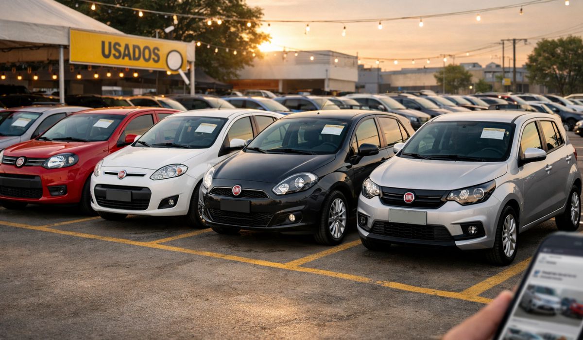 Seleção com 5 hatches usados da Fiat por até R$ 50 mil no Mercado Livre, com faixas de preço, medidas e alertas sobre consumo e equipamentos.