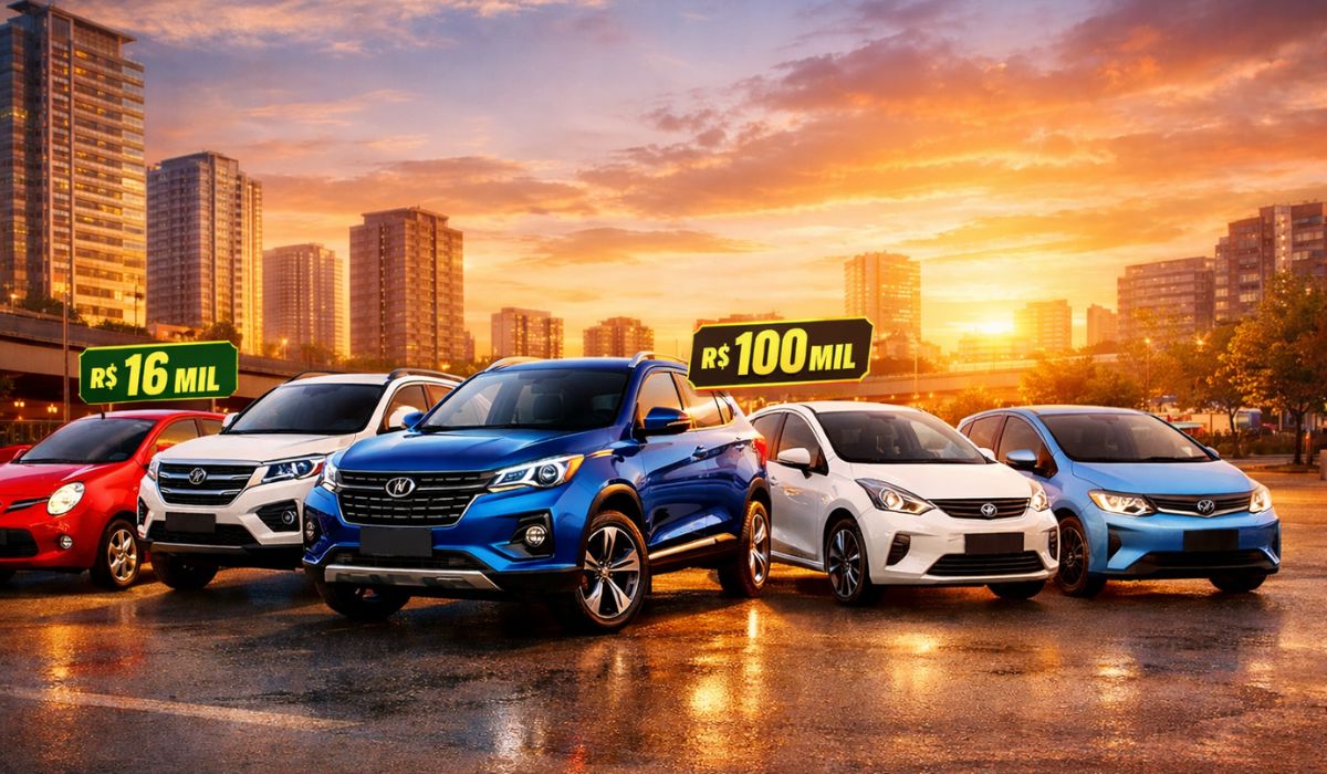 Conheça 5 carros chineses usados a partir de R$ 16 mil, do compacto ao elétrico, com detalhes de versões, autonomia e equipamentos.