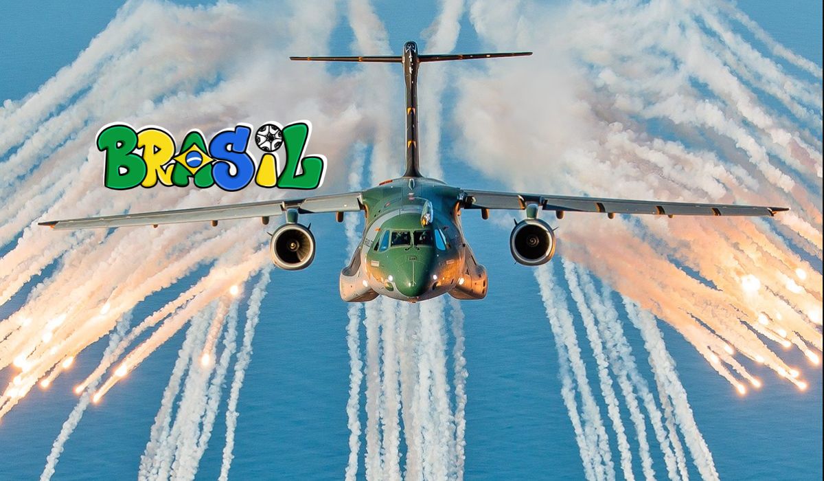 O KC-390 Millennium da Embraer destaca desempenho em pista curta e missões multimissão, enquanto amplia presença no exterior. (Imagem: Divulgação/Embraer/Colagem)