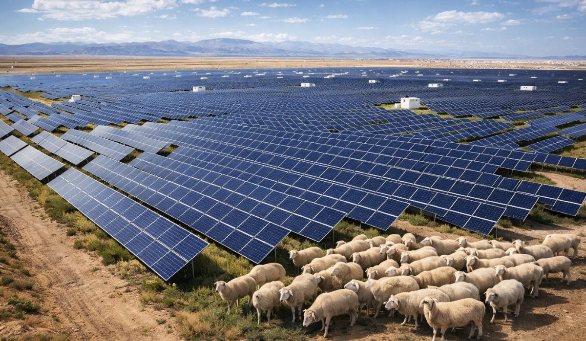 Estudo revela que parque solar em deserto da China alterou solo e microclima, com efeitos ambientais medidos por 57 indicadores. (Imagem: Ilustrativa)