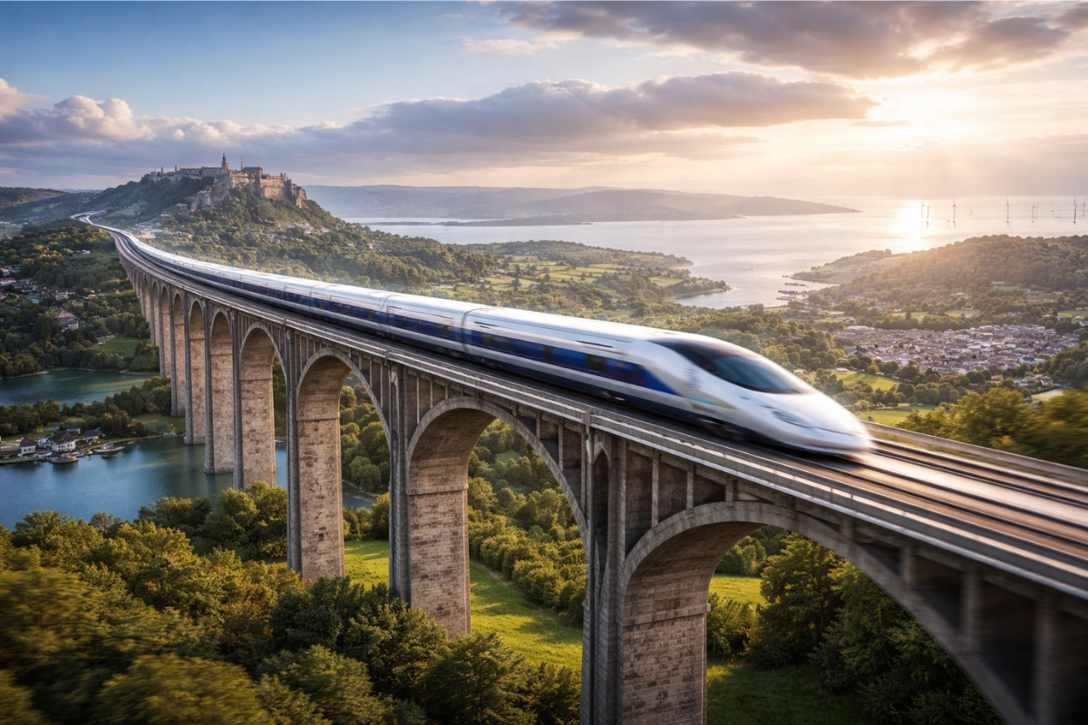 No Reino Unido e na Irlanda, um circuito ferroviário de 130 bilhões de libras quer ligar nove grandes cidades com trens a 480 km/h, passando por trilhos elevados e criando uma supermetrópole conectada com mais de 10 milhões de habitantes