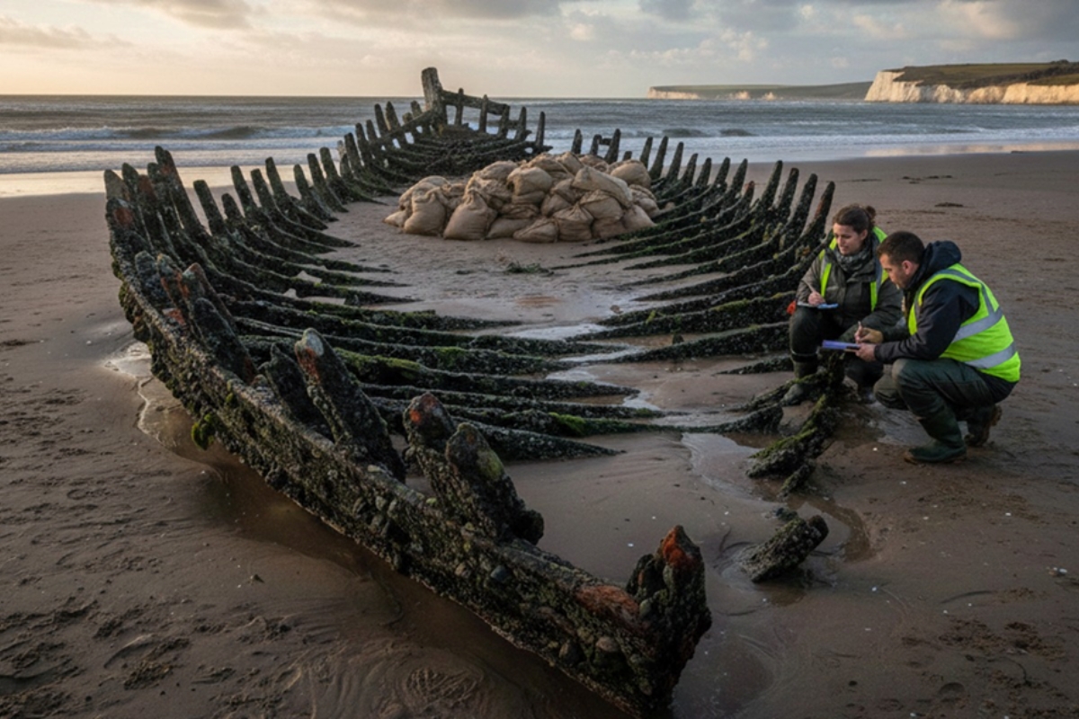Tempestade Chandra revela segredo de mais de 400 anos: pedaços de um navio naufragado foram encontrados e demonstram como os antigos se protegiam de piratas