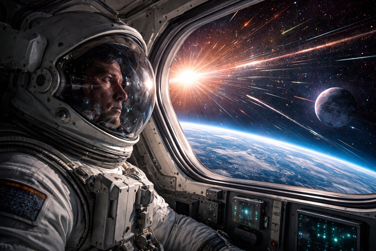 A missão Artemis II enfrenta o perigo da radiação espacial profunda. Saiba como a NASA utiliza chips de medula óssea e novos abrigos atômicos para proteger astronautas além da órbita da Terra