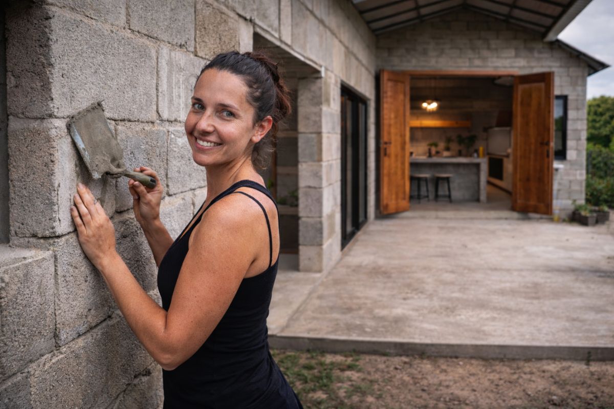 A casa de bloco aparente mostra como economia real surgiu na obra com portas, cubas e concreto feitos sob medida, combinando mão na massa, técnica construtiva e decisões inteligentes.