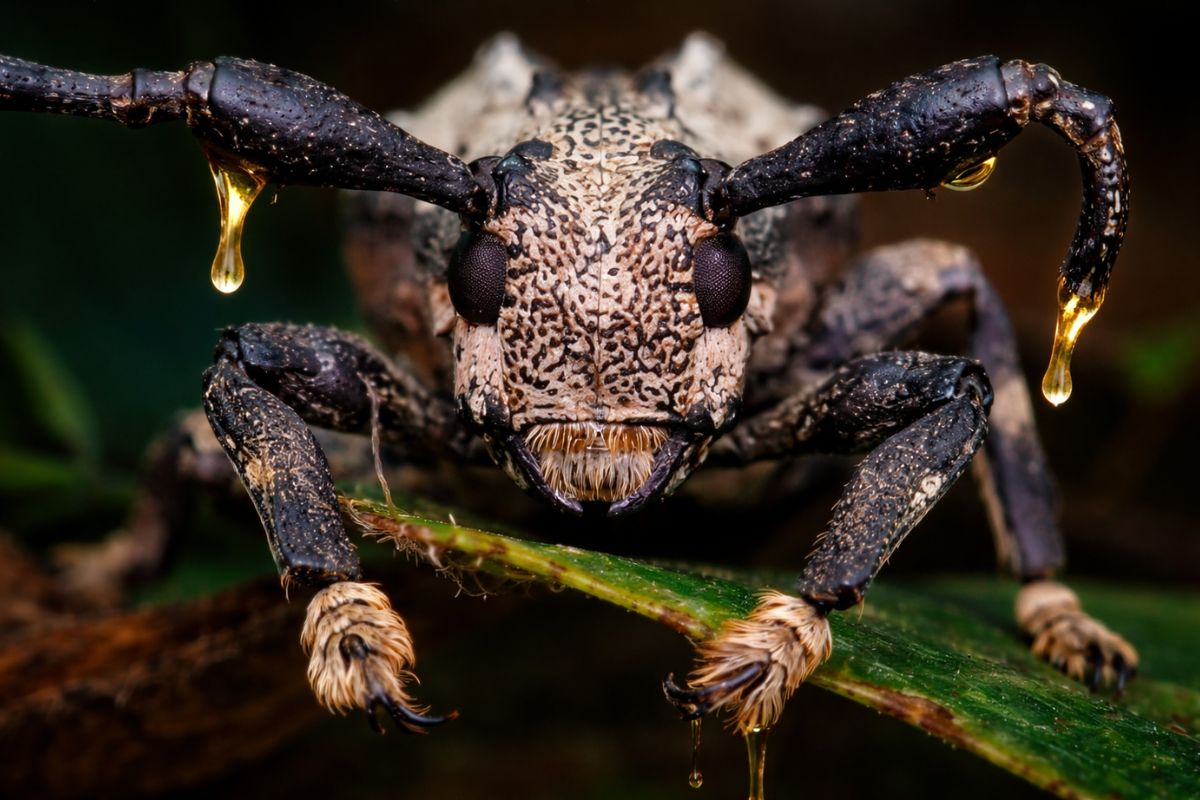 besouro-escorpião Onychocerus albitarsis no interior de São Paulo: picada pelas antenas causa dor aguda e orienta atendimento.