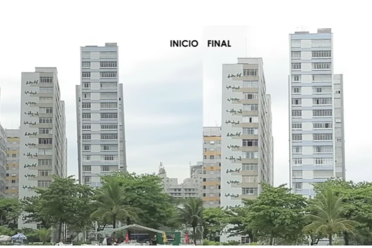 Em Santos, engenheiros levantam prédio inclinado com estacas profundas e macacos hidráulicos, corrigem décadas de recalque sem tirar moradores de casa