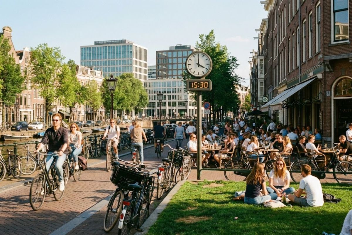 Holanda testa quatro dias na jornada de trabalho com salário igual; produtividade preocupa enquanto qualidade de vida melhora.