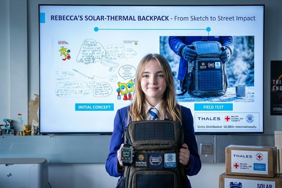 energia solar em mochila com energia solar com cobertor térmico ajuda pessoas em situação de rua com instituições de apoio no inverno.