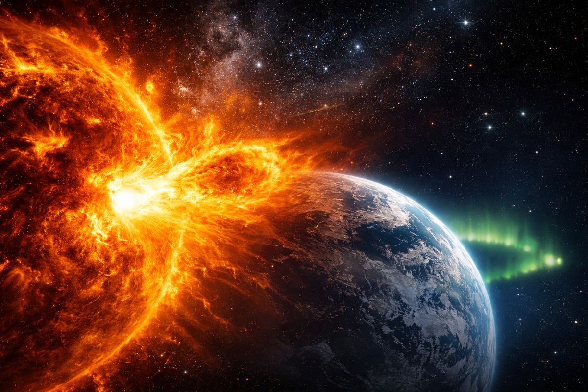 Tempestade solar após erupção solar de classe X coloca a Terra em alerta, com risco para comunicações e auroras intensas nos próximos dias.