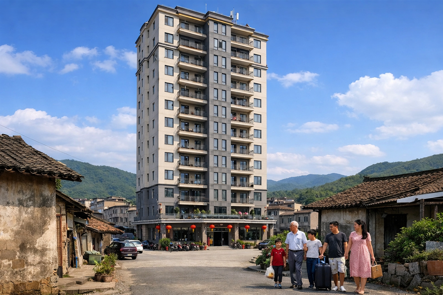 Família constrói prédio de 15 andares, com 22 apartamentos, elevadores, garagens subterrâneas e um térreo para manter quatro gerações juntas com mais de 100 parentes