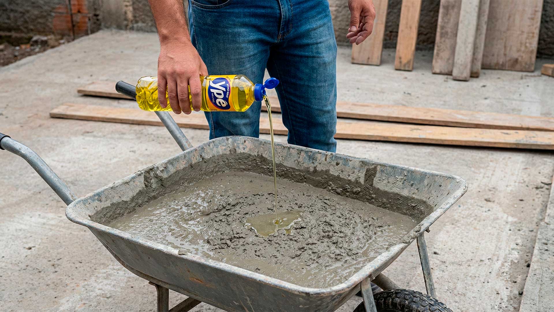 Homem mistura detergente no cimento e revela técnica caseira que promete renovar pisos antigos, calçadas, garagens e lajes por menos de R$ 10 o metro quadrado