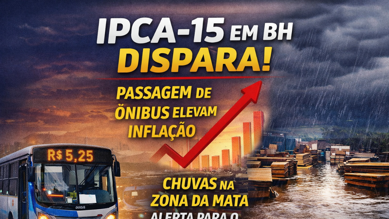 Passagem de ônibus eleva IPCA-15 em BH e pressiona inflação. Setor moveleiro pode sentir impacto das chuvas.