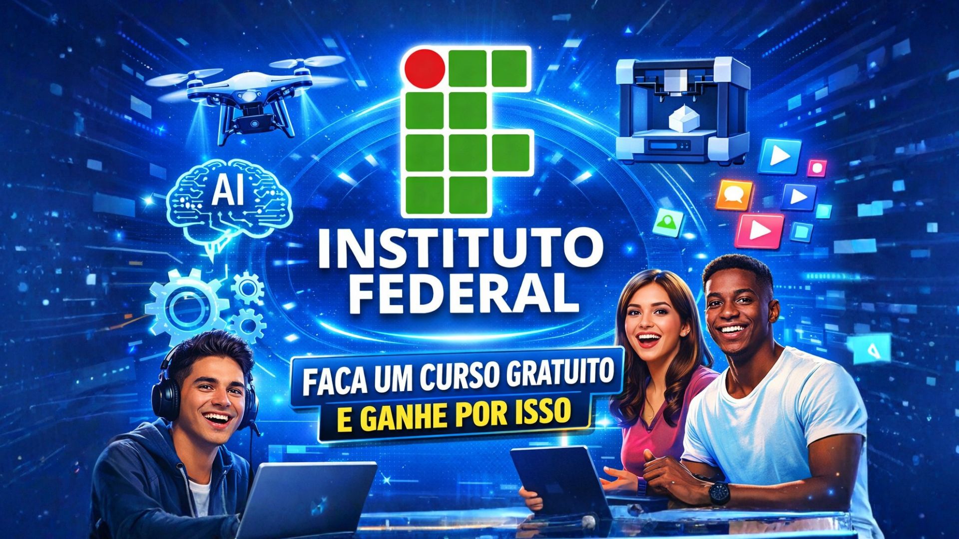 IFSULDEMINAS abre cursos gratuitos presenciais em tecnologia, IA e drones, com bolsa mensal de R$ 200 e seleção sem prova até fevereiro.