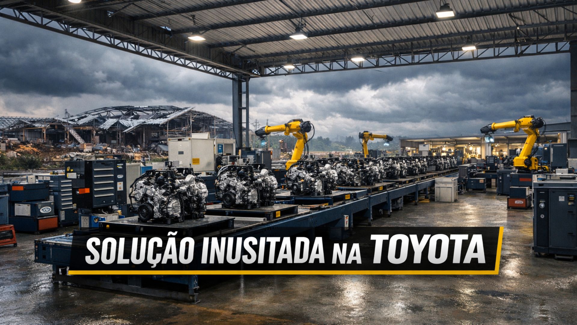 Vendaval destrói fábrica da Toyota no Brasil, força galpão alugado e envio de máquinas ao Japão para produzir motores do Yaris Cross até 2027, com operação emergencial.