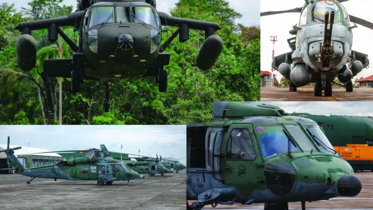 Helicóptero Black Hawk transporta gerador de 830 kg suspenso por 228 km na Amazônia, atuando como guindaste aéreo em área isolada da Terra Yanomami.
