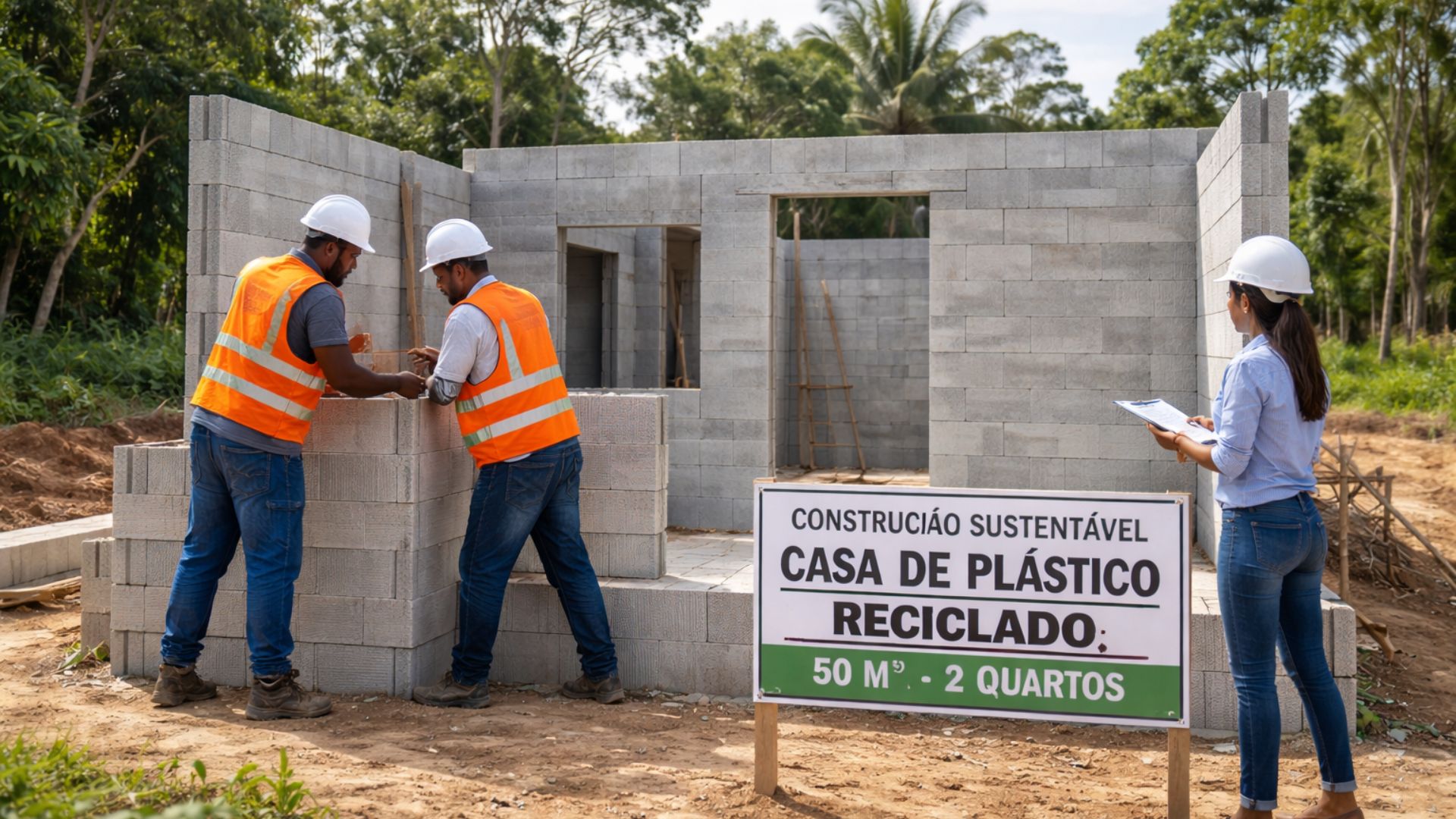 Governo do Amazonas inicia construção de casas de plástico reciclado que ficam prontas em cinco dias, com 50 m² e produção local em Manaus.