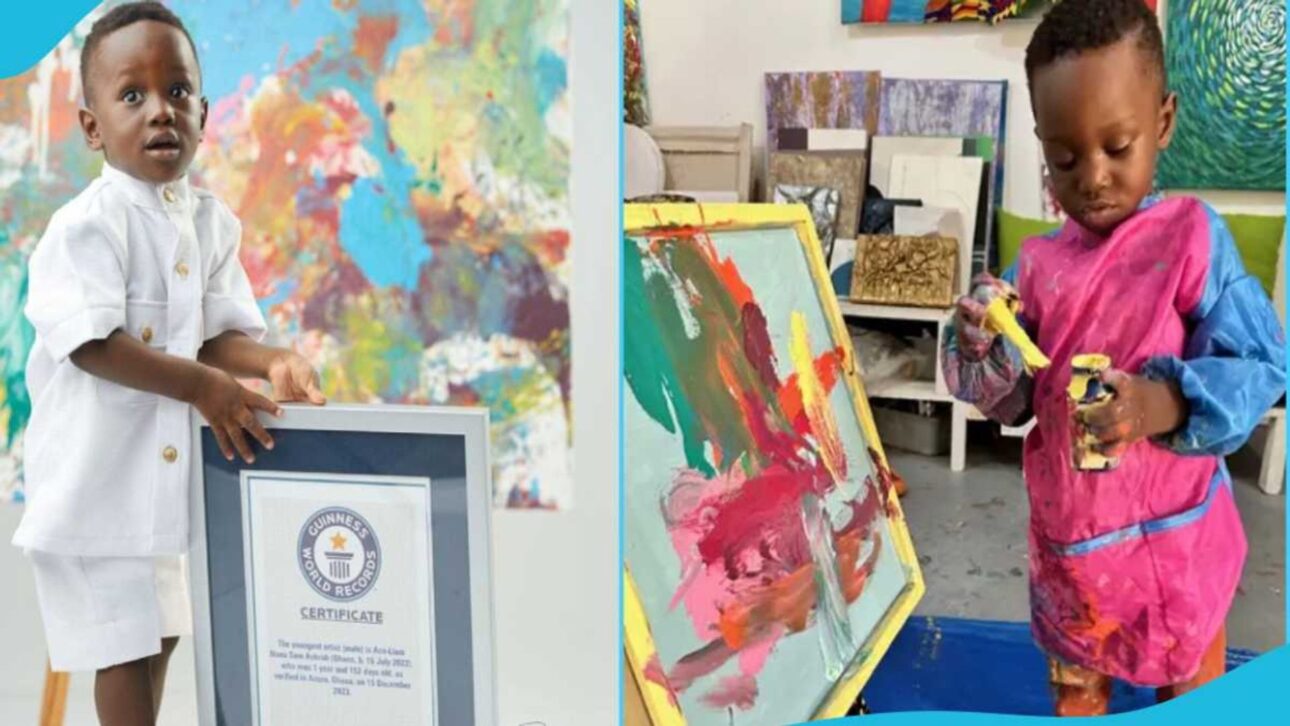 Bebê de Gana entra para o Guinness como artista mais jovem do mundo após vender 9 quadros em museu e gerar debate sobre exposição infantil.