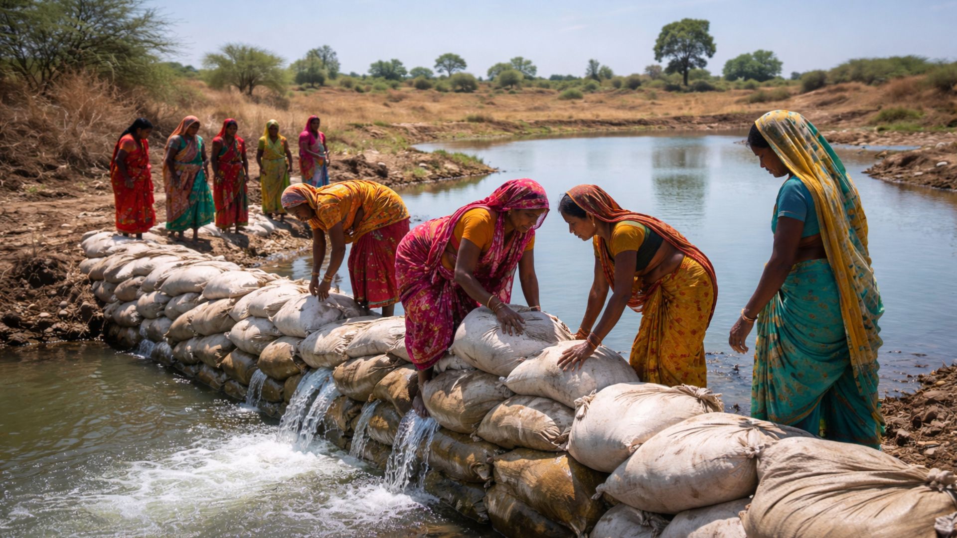 Mulheres na Índia revitalizam rio de 85 km com check dam improvisado e agora enfrentam pressão imobiliária em área protegida.