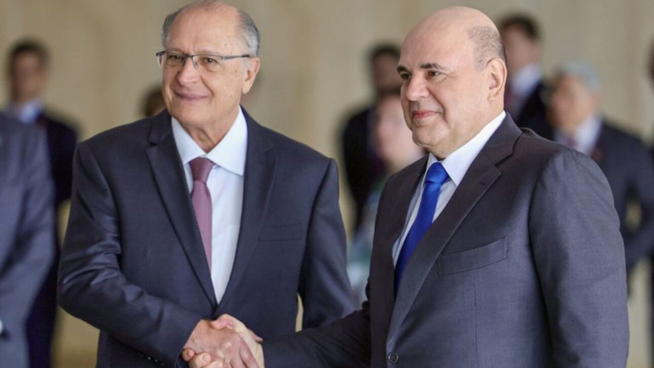 Geraldo Alckimin y Mikhail Mishustin en el Foro empresarial Brasil-Rusia el 5 de febrero. Foto: Fábio Rodrigues (Pozzebom-Agência)
