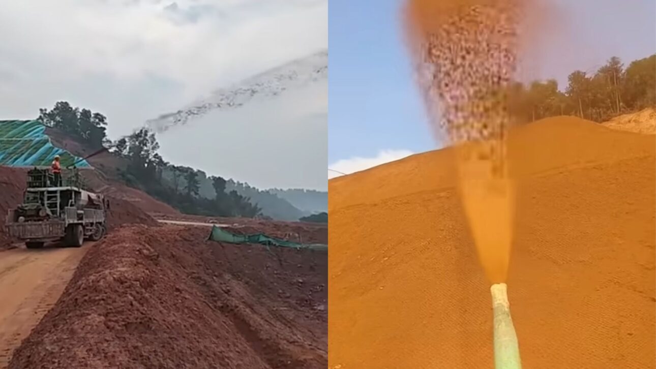 Técnica de hidrossemeadura usa mezcla presurizada de semillas para recuperar laderas áridas y reducir erosión en hasta dos semanas.