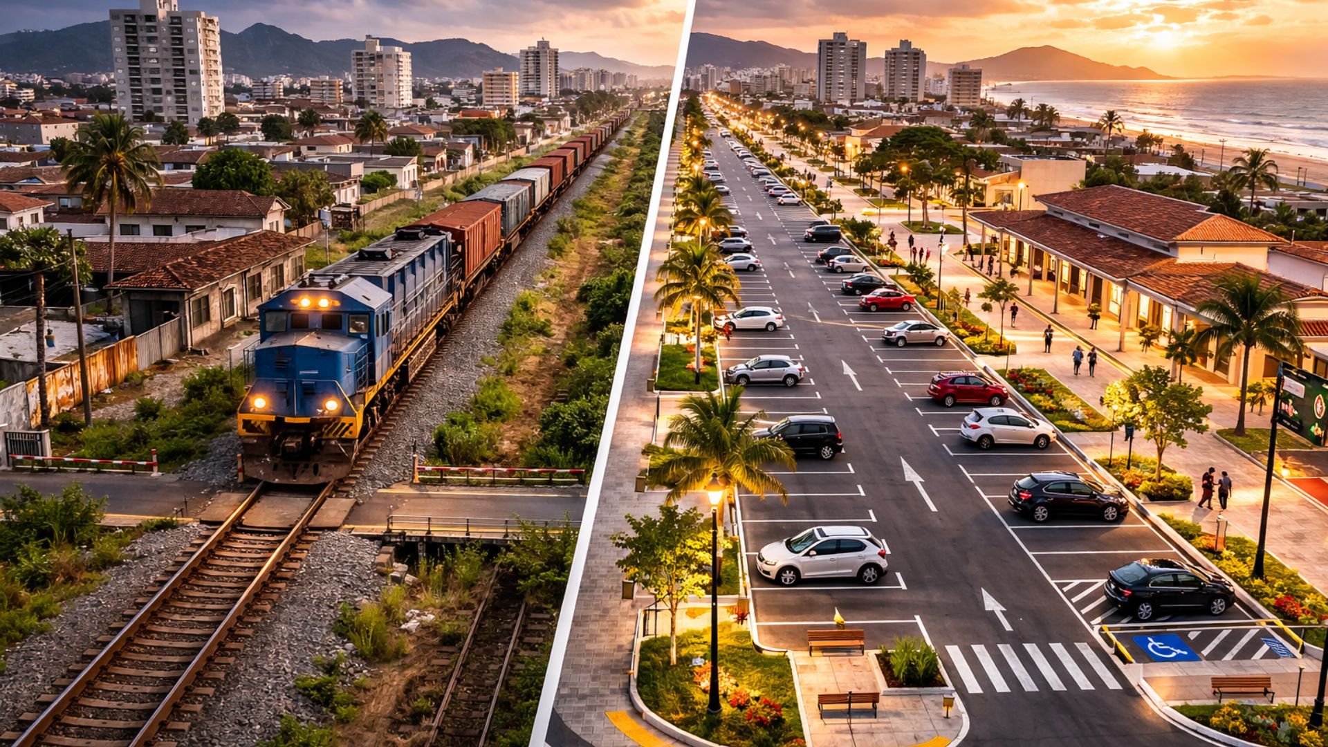 Prefeitura de Mongaguá pede à União cessão de 13 km de ferrovia inoperante para transformar área em estacionamento e espaços públicos.