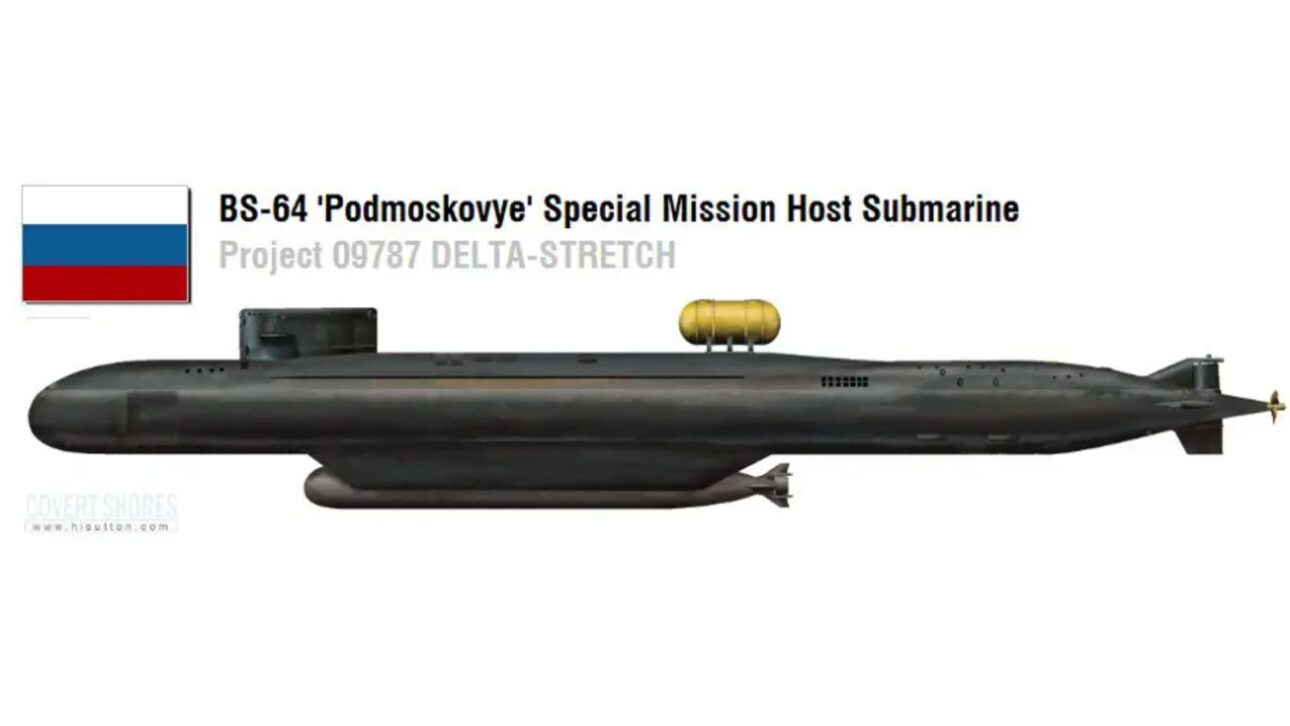 Submarino Ruso De 174 Metros Convertido En Plataforma Nuclear Especial Opera En El Fondo Del Mar Y Puede Transportar Mini-Sum Profundo.