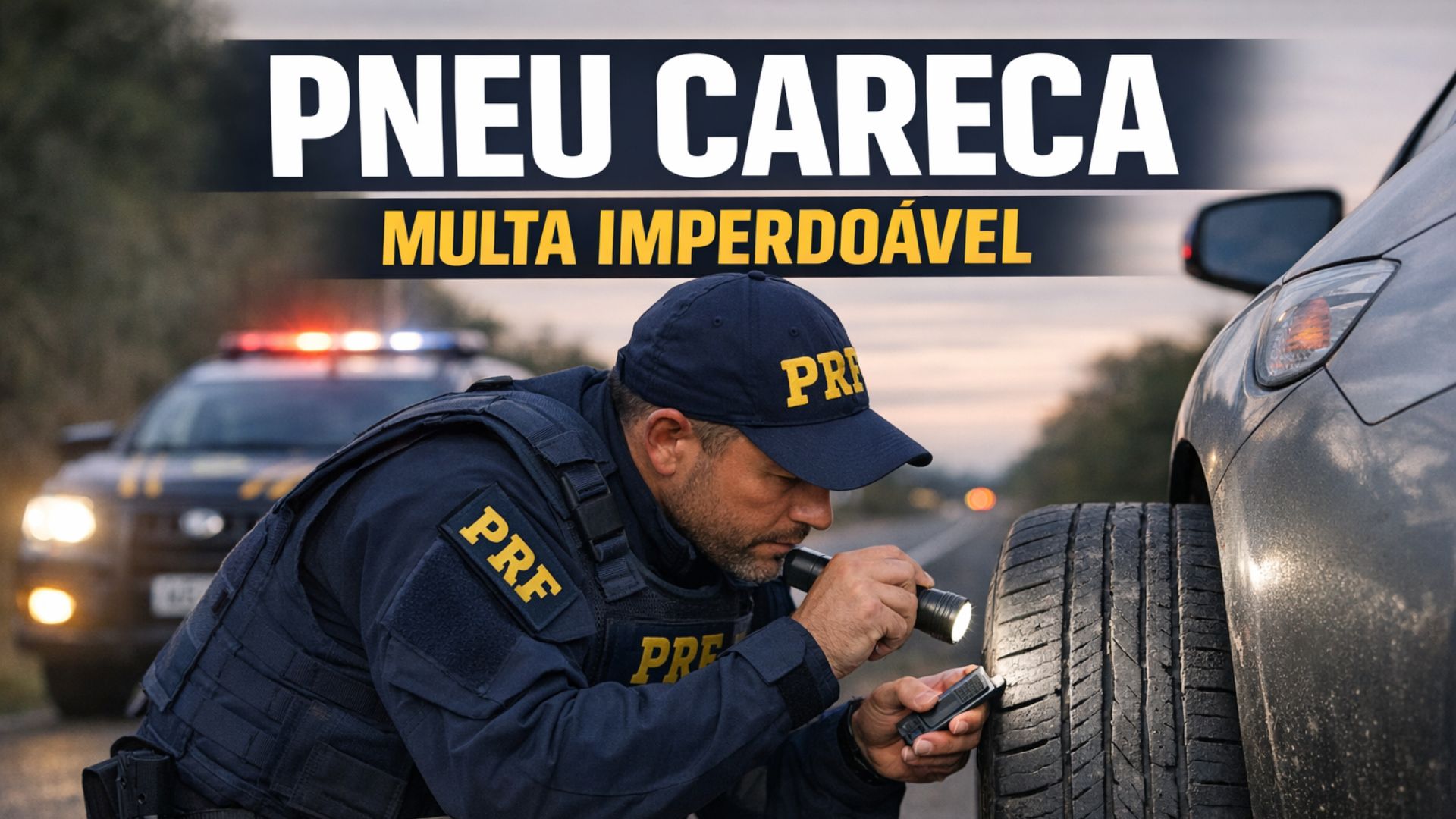 Rodar com pneu careca gera multa de R$ 195,23, 5 pontos na CNH e retenção do veículo segundo Contran e CTB. Saiba o limite de 1,6 mm.