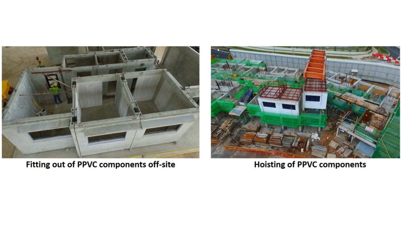 Singapur adopta construcción modular con módulos pre-acabados, reglas oficiales y montaje industrializado en lugar del sitio de construcción tradicional.