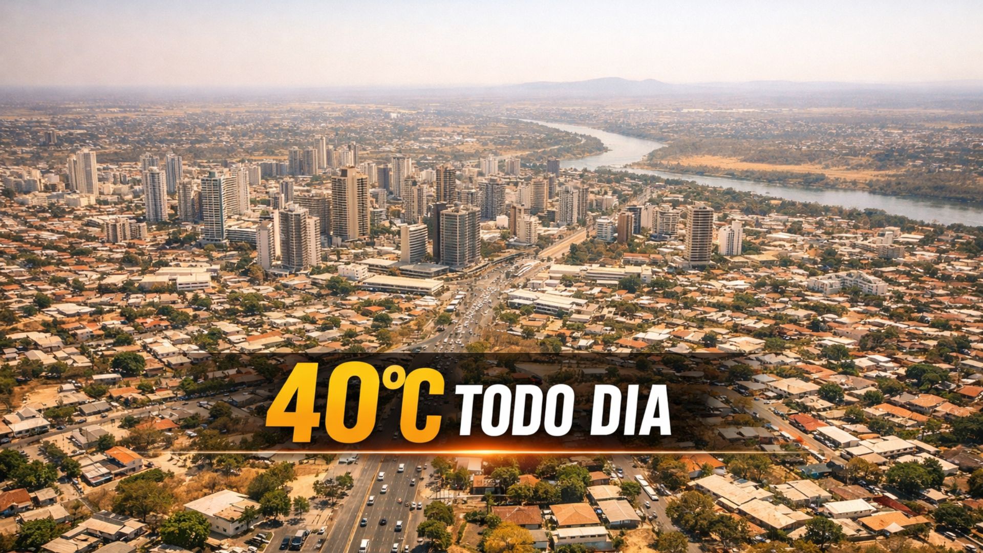Calor acima de 40°C em Cuiabá muda rotina, derrete asfalto, reduz umidade a 20% e exige ônibus 100% climatizados.